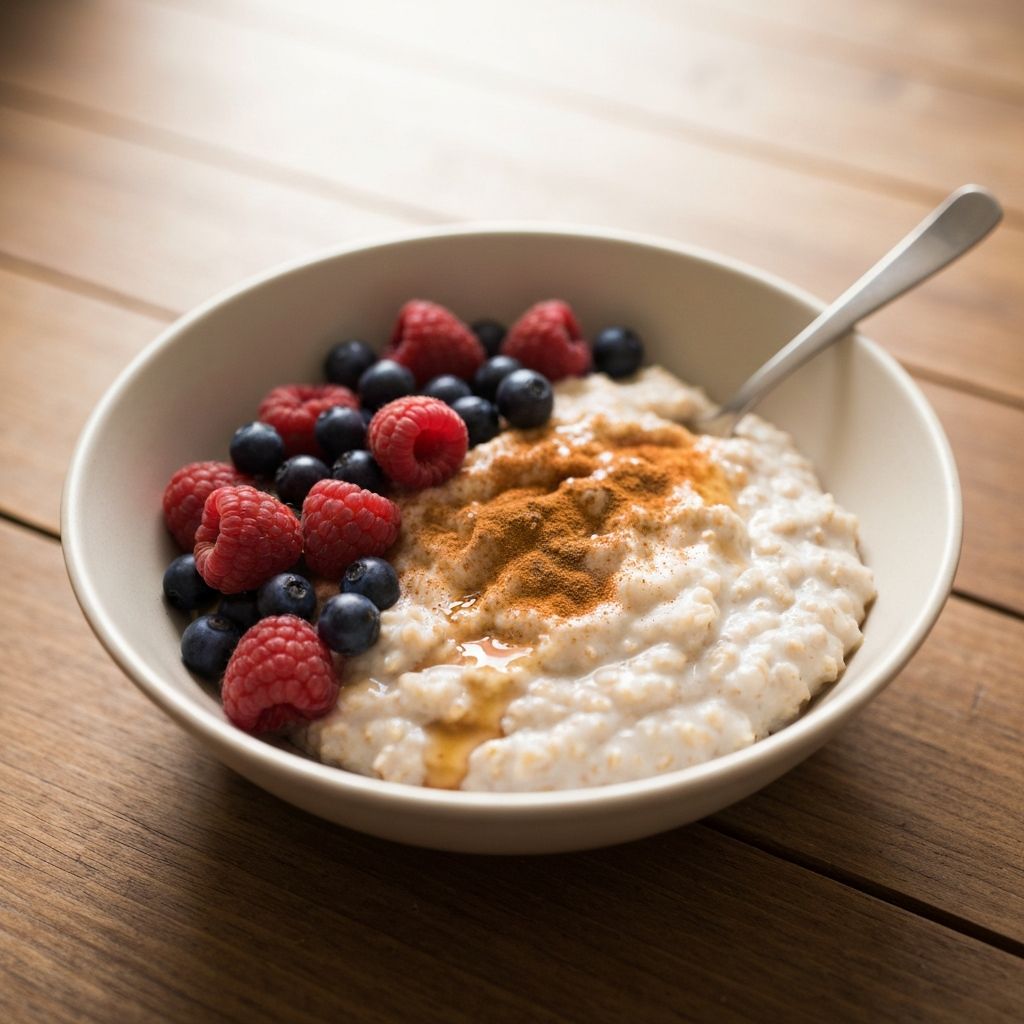 Healthy meal with berries and oatmeal
